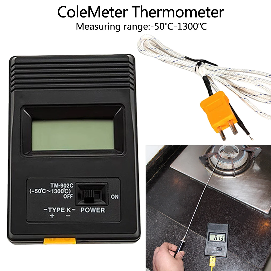 Измеритель температуры цифровой ЖК-дисплей TM-902C(-50C до 1300C) K Тип термометр датчик+ термопара детектор датчик