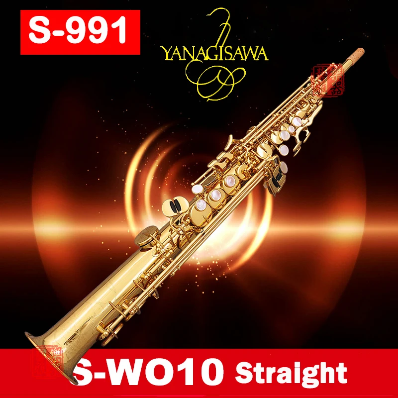 

professional Japan YANAGISAWA S991 S-W010 B(B) Split Soprano saxophone Gold Lacquer sax musical instruments with case mouthpiec