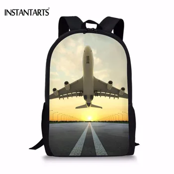 

INSTANTARTS Casual Landscape Boys Girls Schoolbags 3D Aircraft Printing Middle School Students School Bags Teen Bookbag Backpack