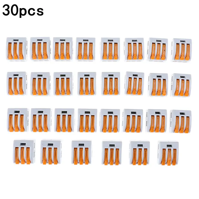 

30pcs/lots Universal Compact Wire Wiring Connectors 4 Pin Conductor Terminal Block Mini Fast Wire Connectors with Lever