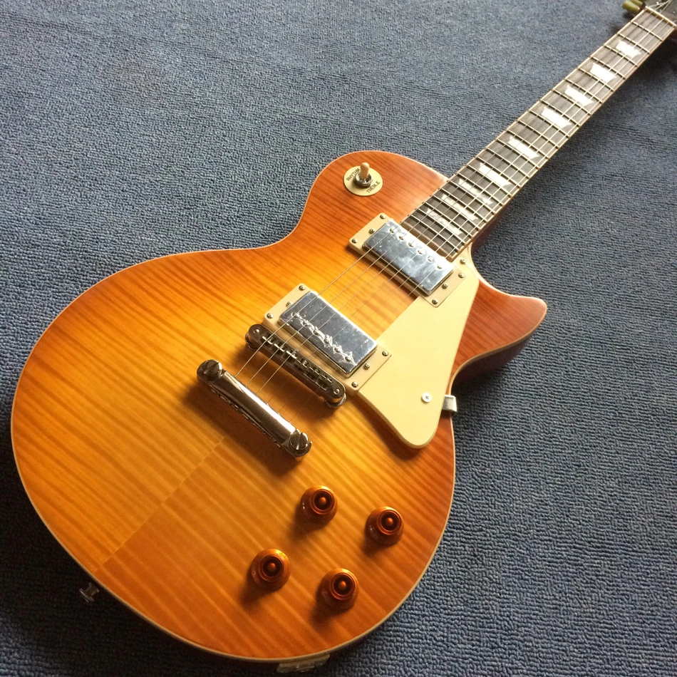 

New arrival standard LP 1959 R9 electric guitar, Tune-o-Matic bridge,a piece of neck & body,Fret edge binding, Free shipping