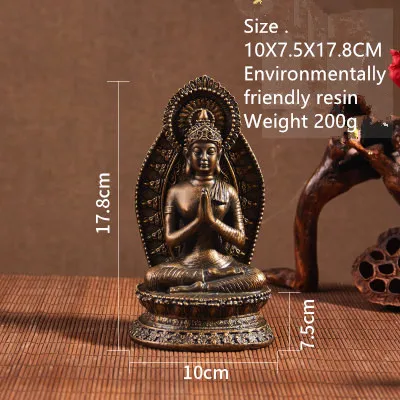 Southeast Asian Zen antique Buddha statues Chinese style living room sitting Buddha home decorations old tea table furnishings