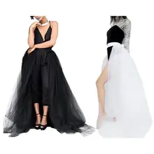 Женская свадебная Подружка невесты 4 слоя Макси Длинная юбка-пачка сплошной цвет Высокая Талия бальное платье с разрезом спереди Прозрачная сетка наложение