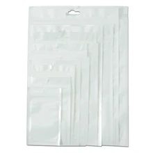 Set vzorcev! Bela / jasna zadrga plastična maloprodajna embalaža embalaža poli vrečka, Ziplock Zip ključavnica paket W / visi luknja