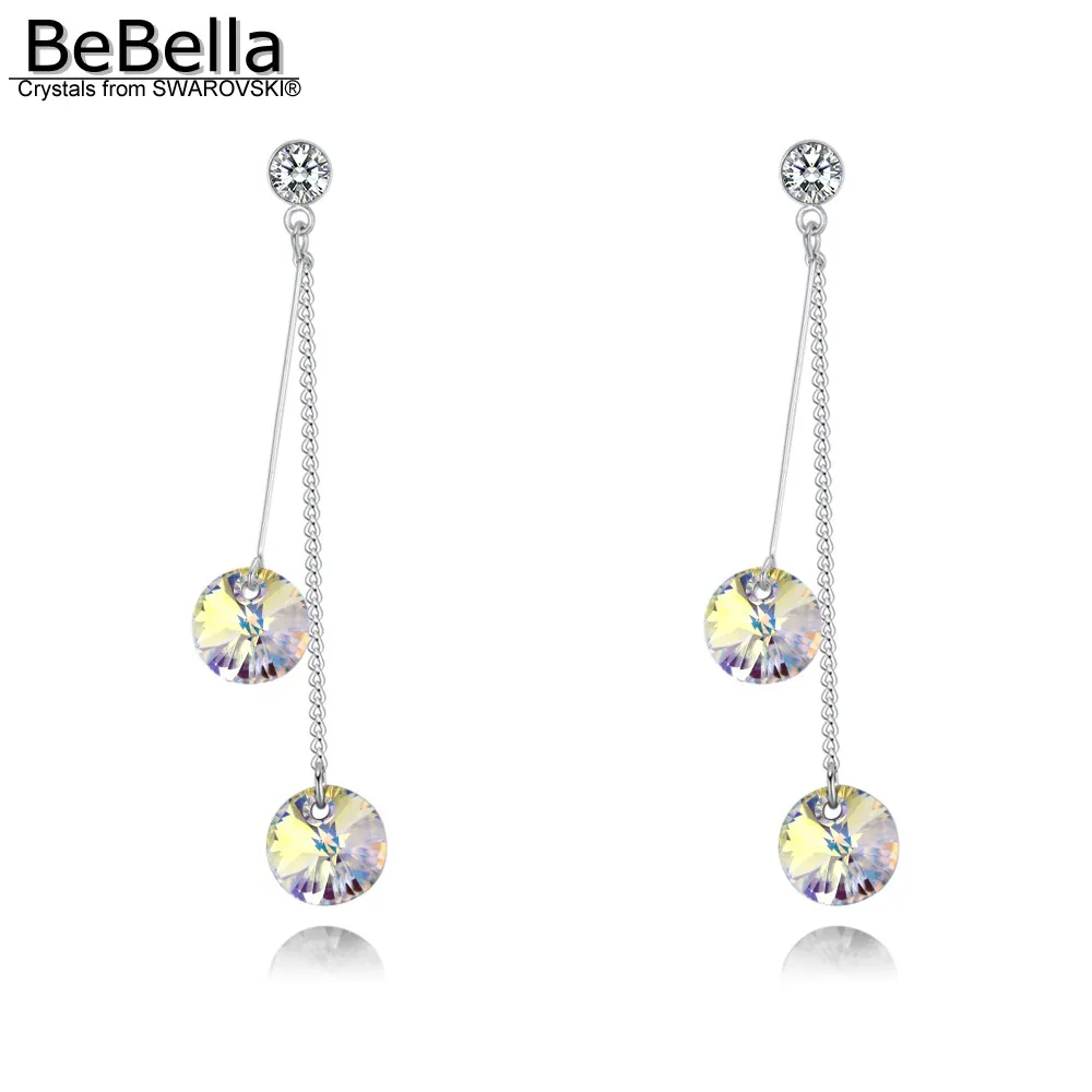 BeBella rivoli Подвеска Висячие серьги с кристаллом от Swarovski модные серьги ювелирные изделия для женщин девушки подарок подруги - Окраска металла: Crystal AB