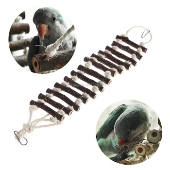 

Naturals Wood Rope Hanging Ladder Bird Parrot Cage Toy yy56