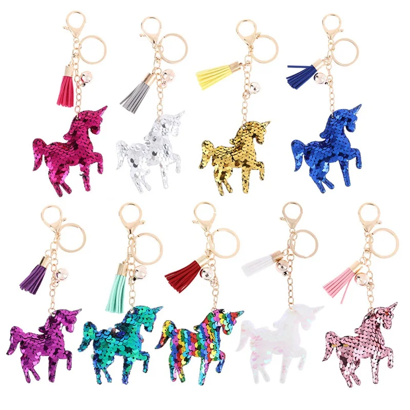 

Cute Unicorn Keychain Glitter Mermaid Sequins Key Chain Gifts for Women Car Bag Pendant Accessories Key Ring Jewelery