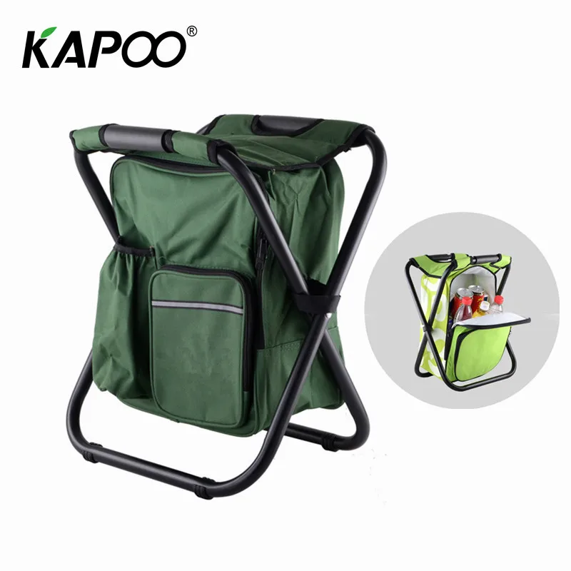 

Leisure Hiking Folding Camping Fishing Chair Stool Backpack With Cooler Insulated Picnic Bag Unique Design 4 Colors Optional