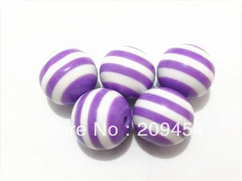 

Free shipping! 20mm 100pcs/lot Purple Striped Beads,Resin Beads,Chunky Beads For Chunky jewellery Making