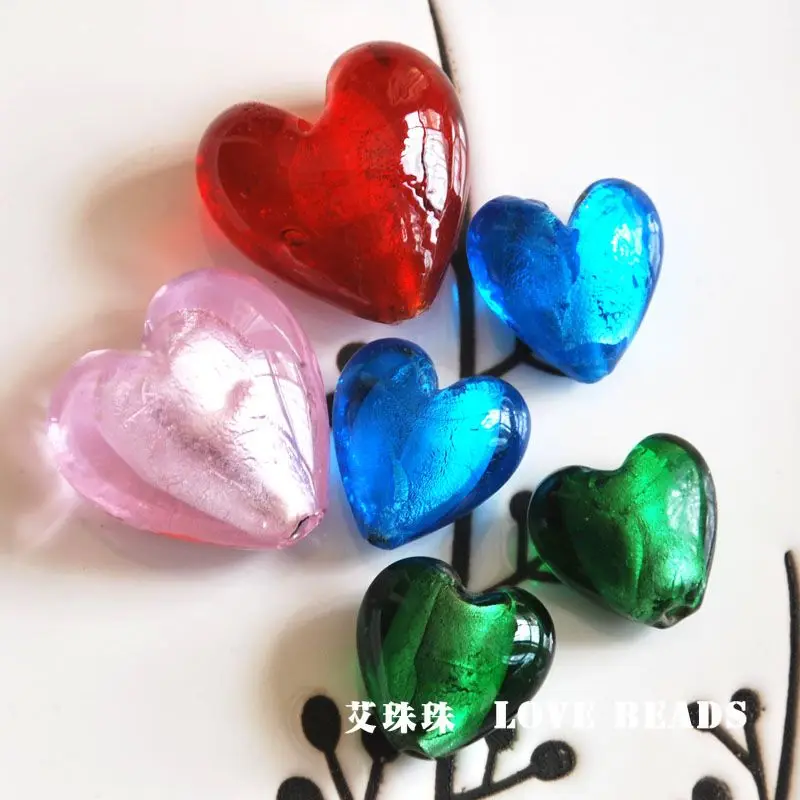

multi color lampwork heart loose beads 20x20mm/28x28mm bracelet necklace earrings making jewelry craft findings-
