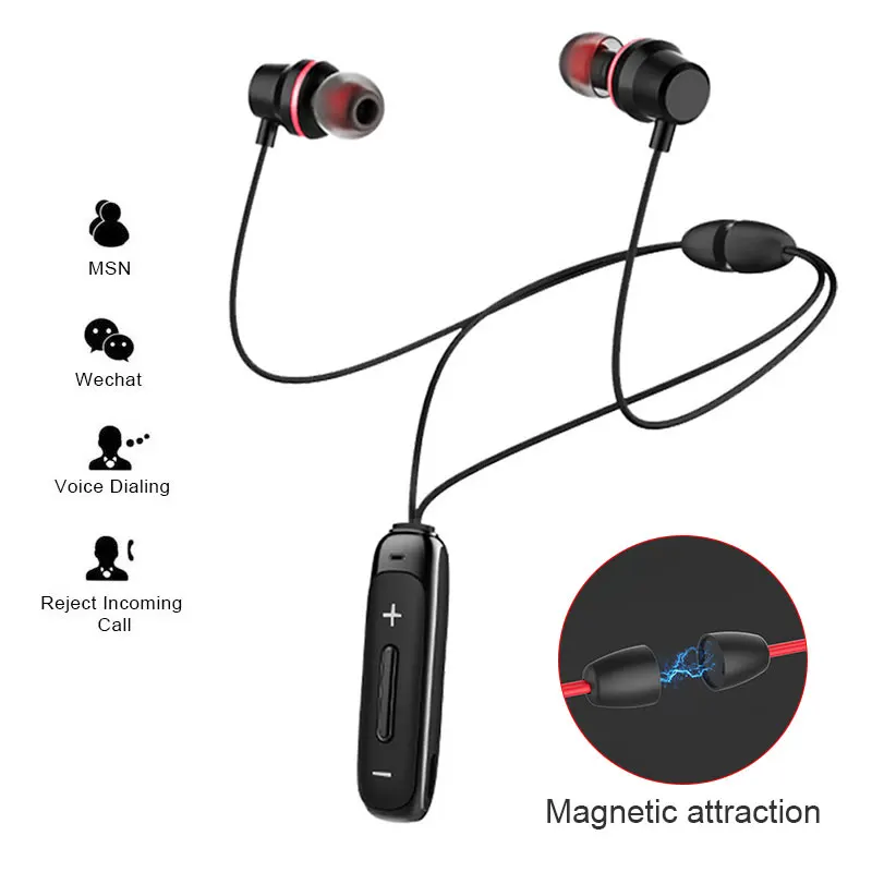 

Bluetooth Headset Neck Type Cordless Premium Bluetooth Magnetic Earphone Music A2DP V4.1 Smart Phones