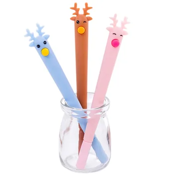 

4Pcs Korean Creative Cute Kawaii Christmas Elk Gel Pen Cartoon Deer Kids Novelty Gift Holiday Bullet Supplies Stationery Journal