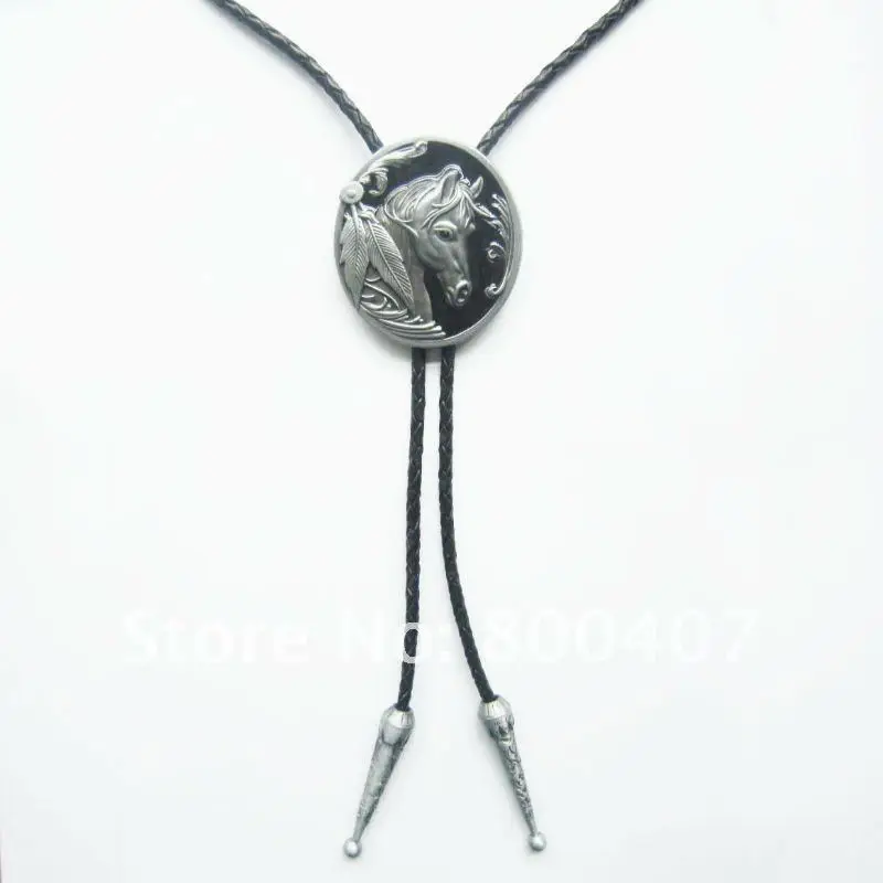 Розничная Bolo Tie(черная Западная голова лошади Боло галстук) BOLOTIE-WT057BK бренд Прямая с фабрики