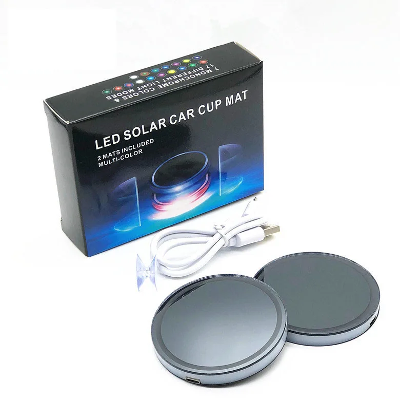 

1Pcs /2pcs LED Car Logo Cup Holder Pads 7 Colors Changing USB Charging Mats Bottle Coasters Car Atmosphere Lamps
