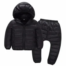 Зимняя куртка для девочек, комплект одежды детский зимний костюм пуховик Куртка для мальчиков и девочек+ штаны комплект из 2 предметов зимний комбинезон для мальчиков