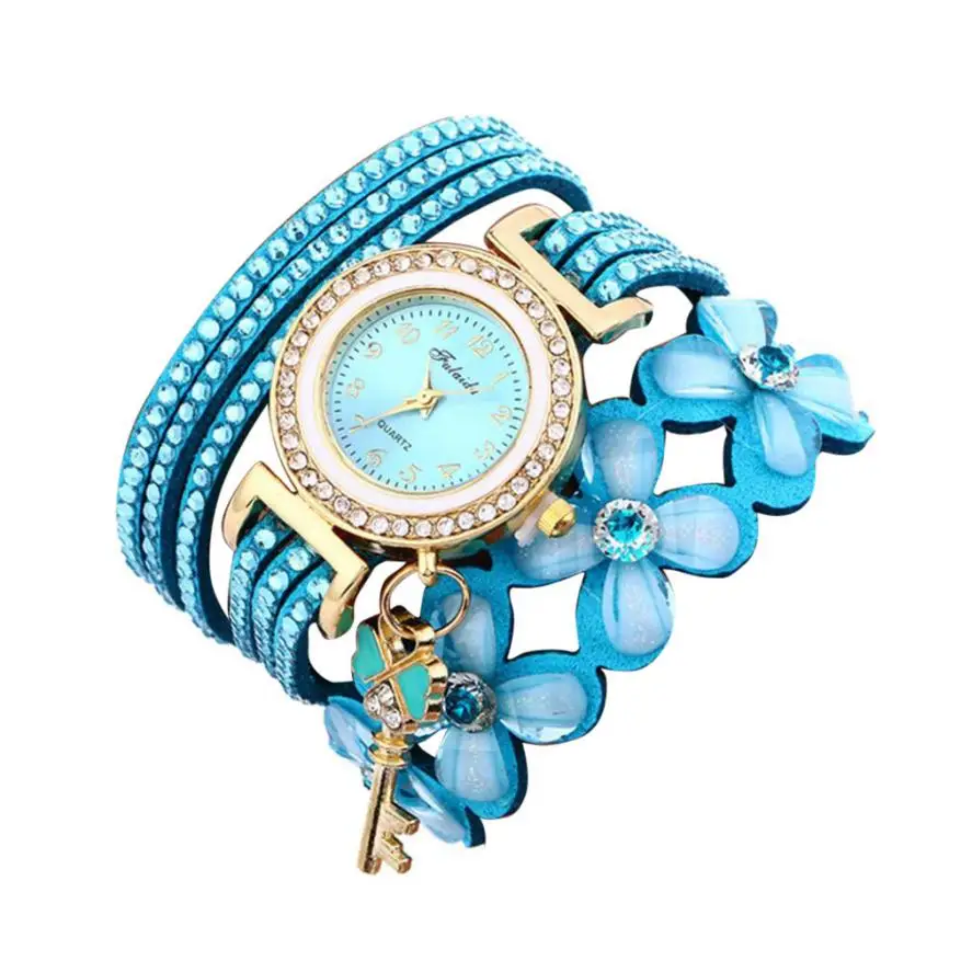 

2018 new Fashion Chimes Diamond Leather Bracelet Lady Womans Wrist Watch c829
