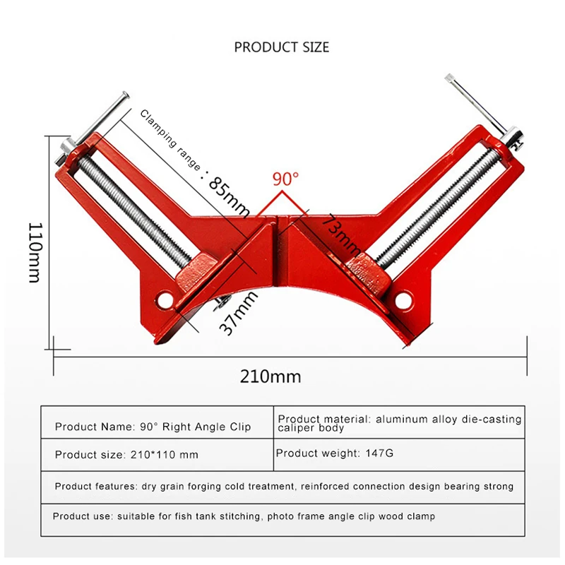 Усиленный 90 Градусов Прямоугольный Зажим Плотник Инструменты DIY Деревянные Рамки Инструменты Для Установки Деревообработка Зажимы Fish Tank Шить 1 Шт