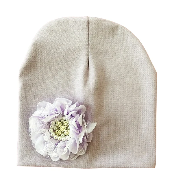 Baby Hat Winter Baby Cap Cotton Floral Hat For Baby Girl Flower Children Cap Kids Accessories light purple