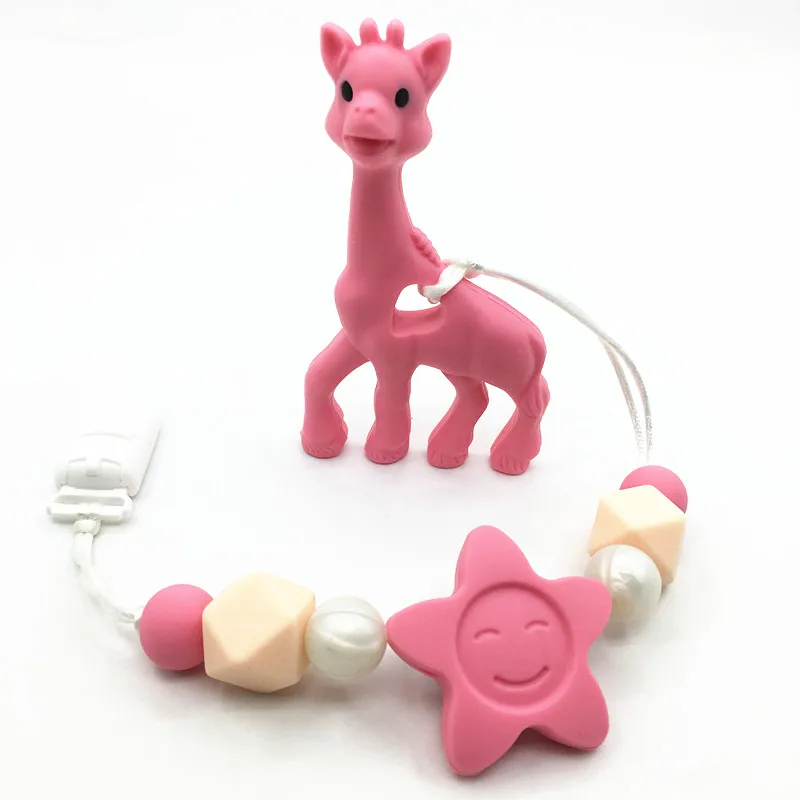 Buy Silicone Giraffe Teething Pacifier Clip Giraffe