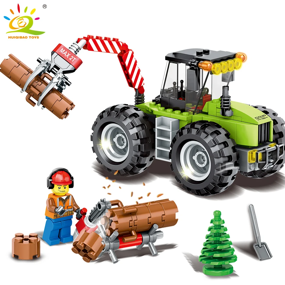 

182pcs DIY Lumbering Engineering vehicles figures Building Blocks Compatible Legoed city car trucks bricks Toys for Children boy