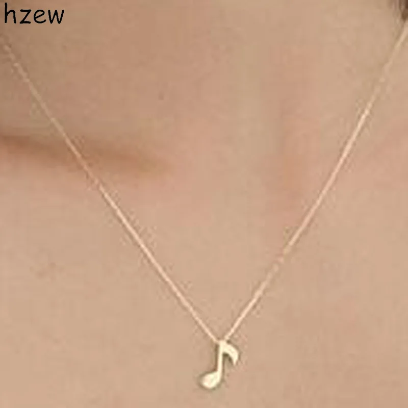 

hzew unique design music note symbol necklace Delicate gold/silver musical note pendant necklace