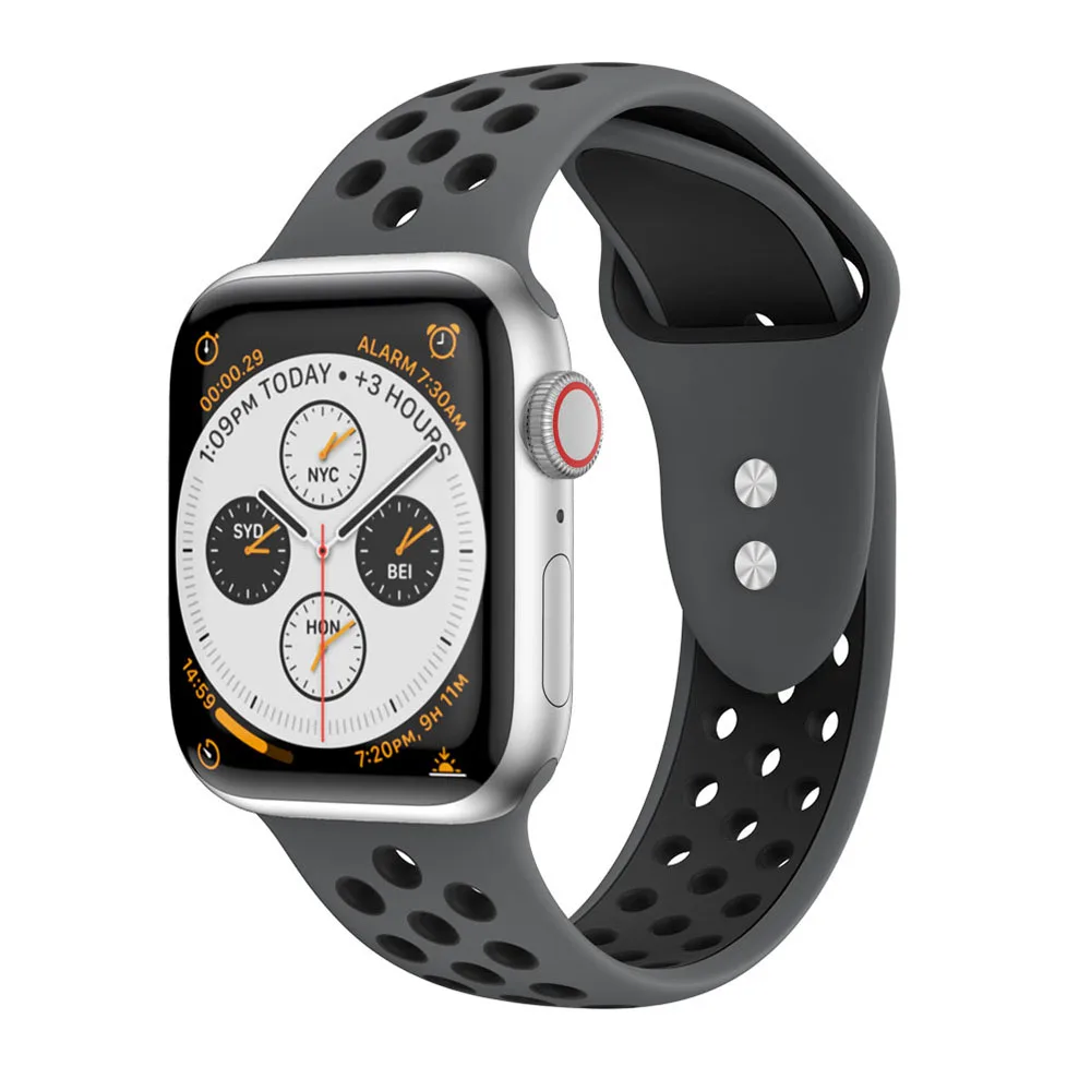 Correa для apple watch серии 1/2/3/5, 42 мм, 38 мм, ремешок для запястья адаптер для наручных часов iwatch, 4 40 мм 44 мм разноцветных резиновых полосок Спорт на открытом воздухе силиконовый