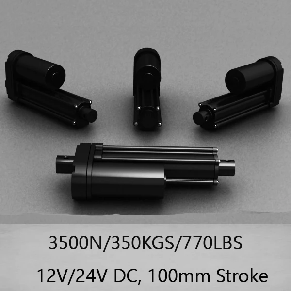 

Waterproof model 8mm/s speed and 3500N heavy load 12/24V DC black linear actuator with 4inch/100mm stroke