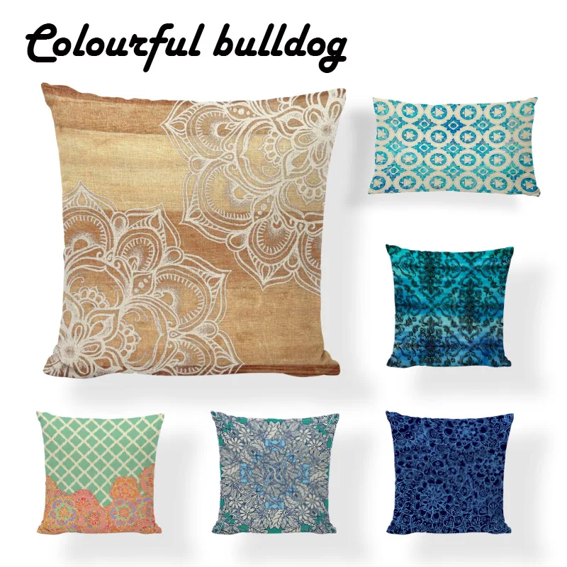 Pillow Case Black And Beige Pattern Pillowcase Cotton Linen Printed