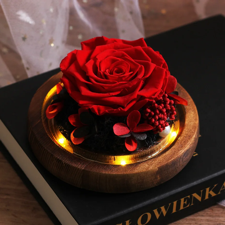 Романтичный Бесконтактный цветок микро пейзаж навсегда Красная роза цветок в стекле праздничный сохраненный Бесконтактный свежий уникальный подарок