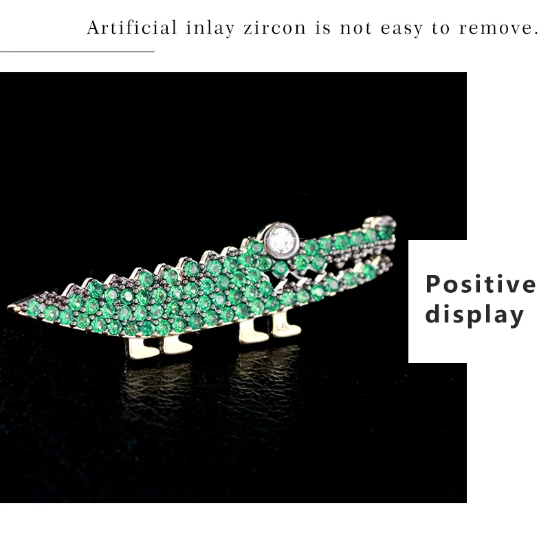 Брошь MINICrocodile, зеленые прозрачные стразы,, Панк Броши для женщин и мужчин, брошь в виде животного, брошь на булавке, ювелирное изделие, подарки