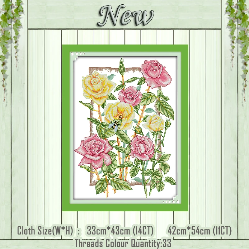 

Rose flowers scenery decor painting counted printed on the canvas DMC 11CT 14CT kits DIY Cross Stitch embroidery needlework Sets