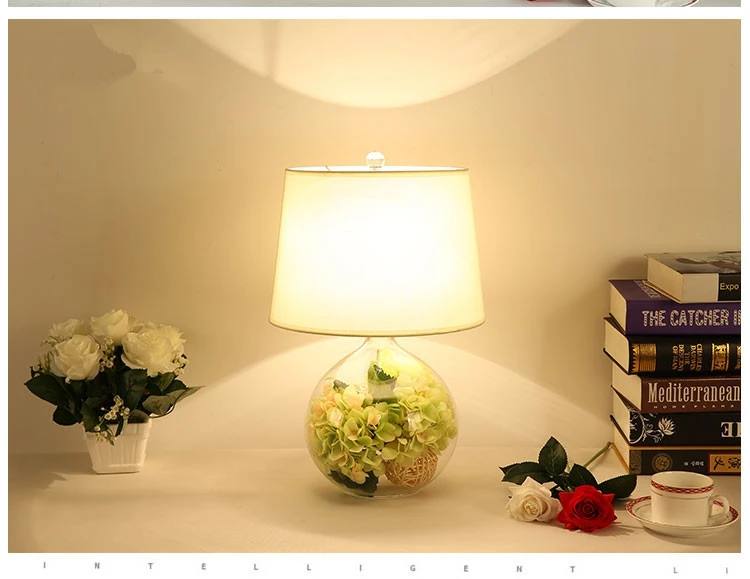 Candeeiro de Mesa de Vidro Lâmpada de Mesa Nórdico Moderno Flores Decorar Cabeceira Noite Jardim Americano Criativo Simples Lampara pé 9 flores decorar cabeceira lâmpada de mesa noite