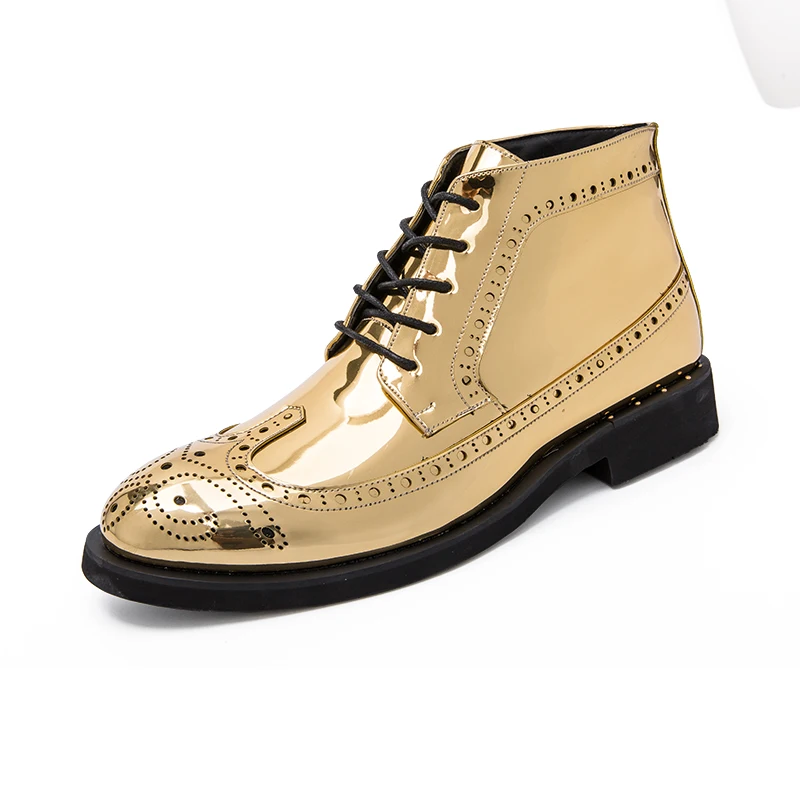 Британский модный мужской большой размер полуботинки из лакированной кожи обувь резьба Буллок оксфорды обувь мотоциклетные ботильоны botines zapatos