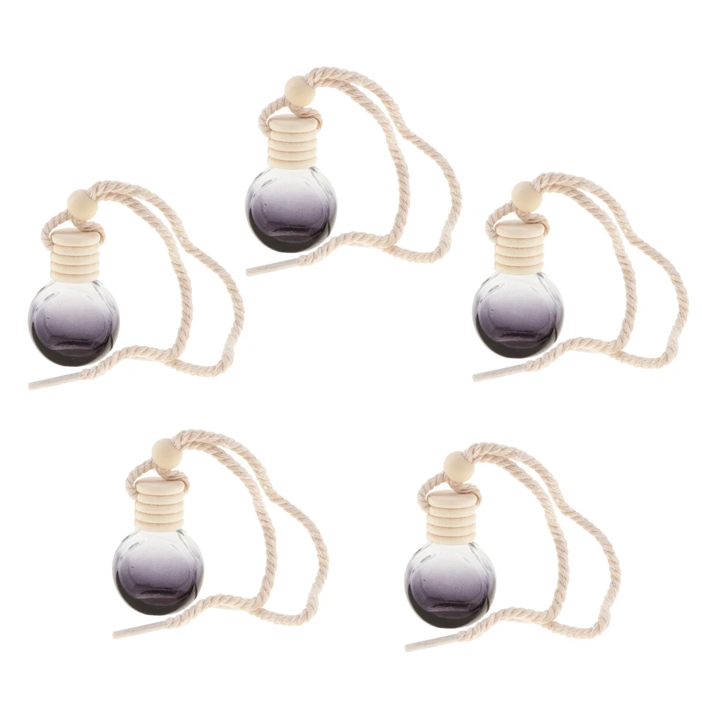 5 Pieces 10ml Empty Perfume Bottle Pendant Car Hanging Ornament Home Decor Round