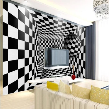 

beibehang Custom 3d wallpaper Nordic minimalist 3d black and white stereo tunnel wall paper background wall decoration