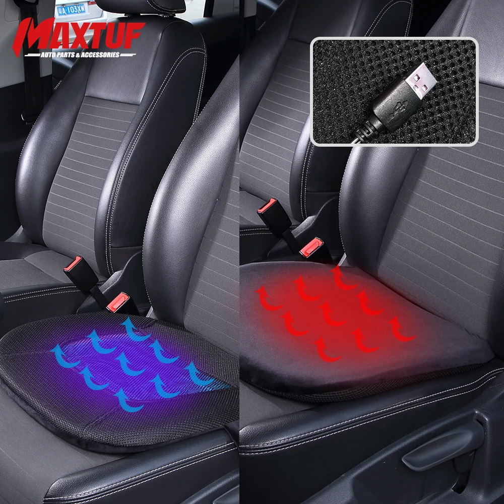 MAXTUF Car Seat Cover Orthopedic Gel Cooling Cushion Mat + USB Heating