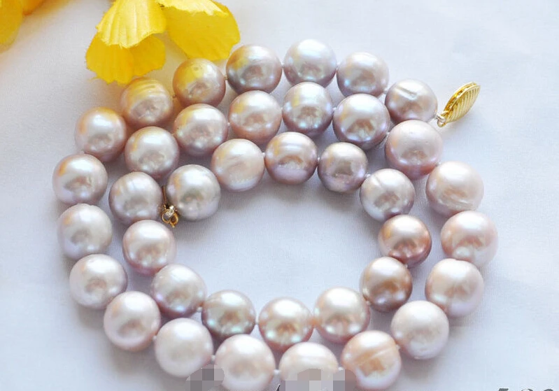 

Free shipping >>>>>z4506 HUGE 17" 12MM purple round freshwater PEARL NECKLACE