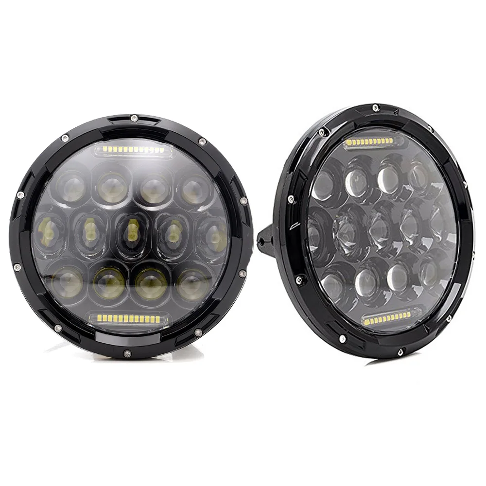 2pcs 7 75W LED Headlights With DRL Angel Eyes High Low Beam For Jeep Wrangler Trucks