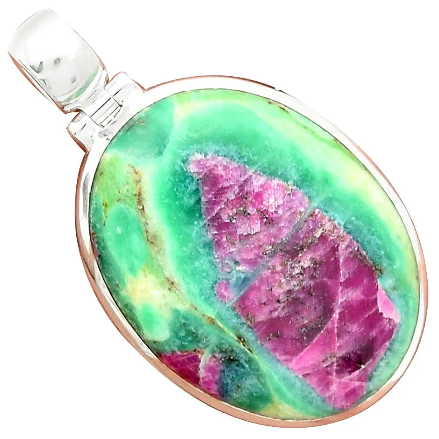 

Nature RUBY IN FUCHSITE Pendant 925 Sterling Silver, 43 mm, MHBAP5448