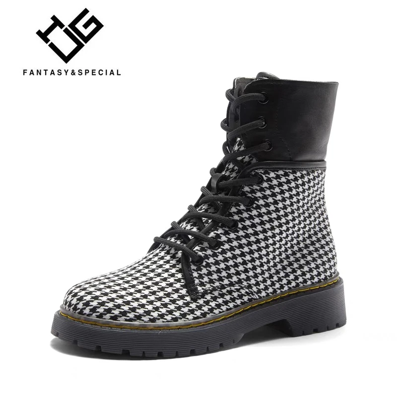 

IGU Winter Boots Women Genuine Leather 2019 Lace Black Ankle Boots For Females Slip On Ladies Shoes Martin Boots Bota Feminina