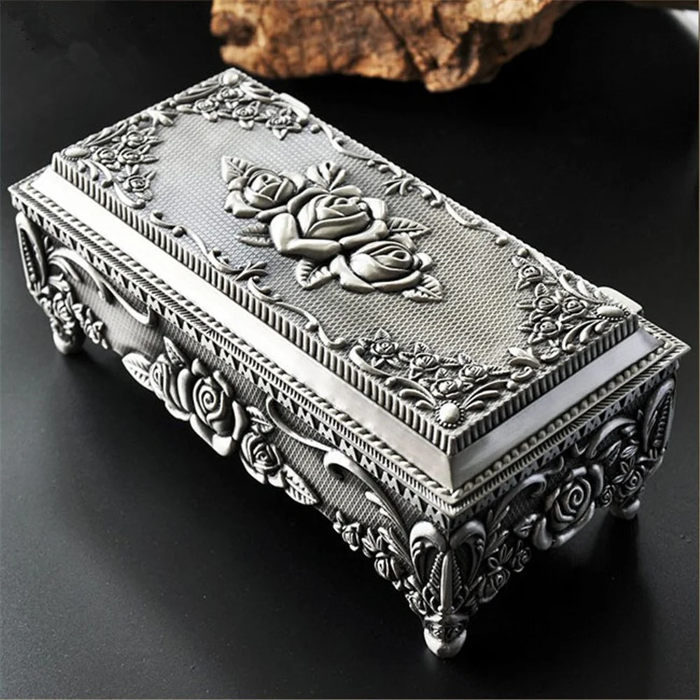 Vintage Jewellery Case Fashion Jewelry Box Zinc alloy Metal trinket box
