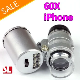 Mini 60X Microscope with 3-LED Illumination + Money/Currency Detecting With a faux leather pouch Free Shipping Dropshipping | Мобильные