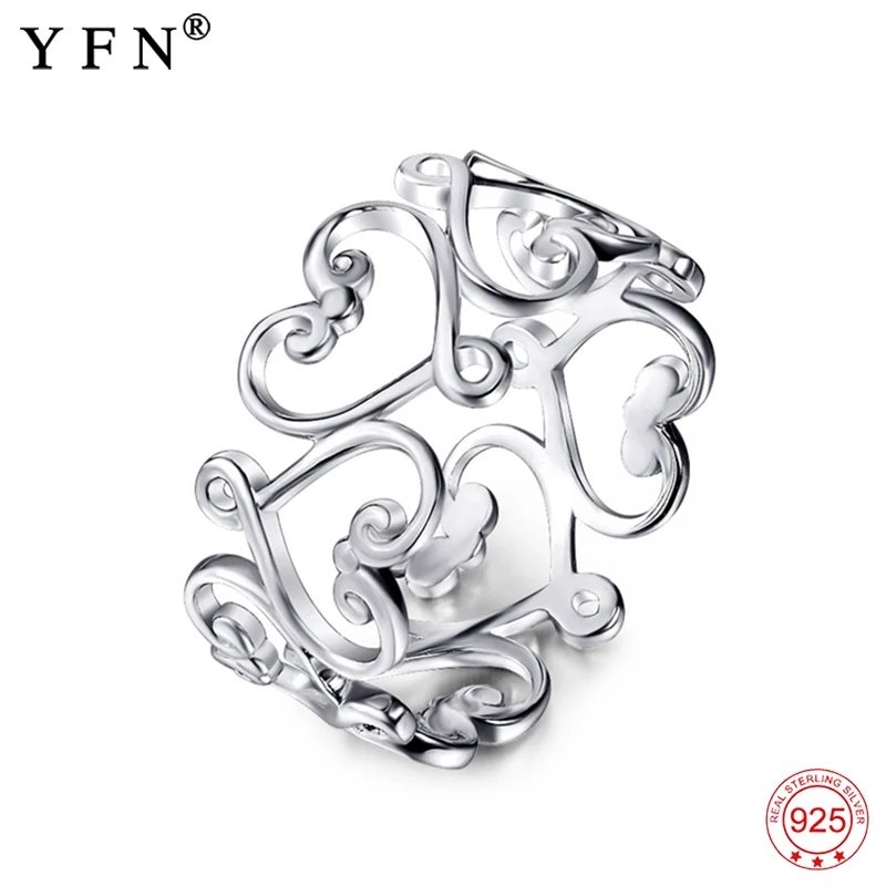

100% Real 925 Sterling Silver Rings Women Lovely Filigree Hollow Rings Fashion Jewelry & Accessories Gifts For Lovers GNJ0756