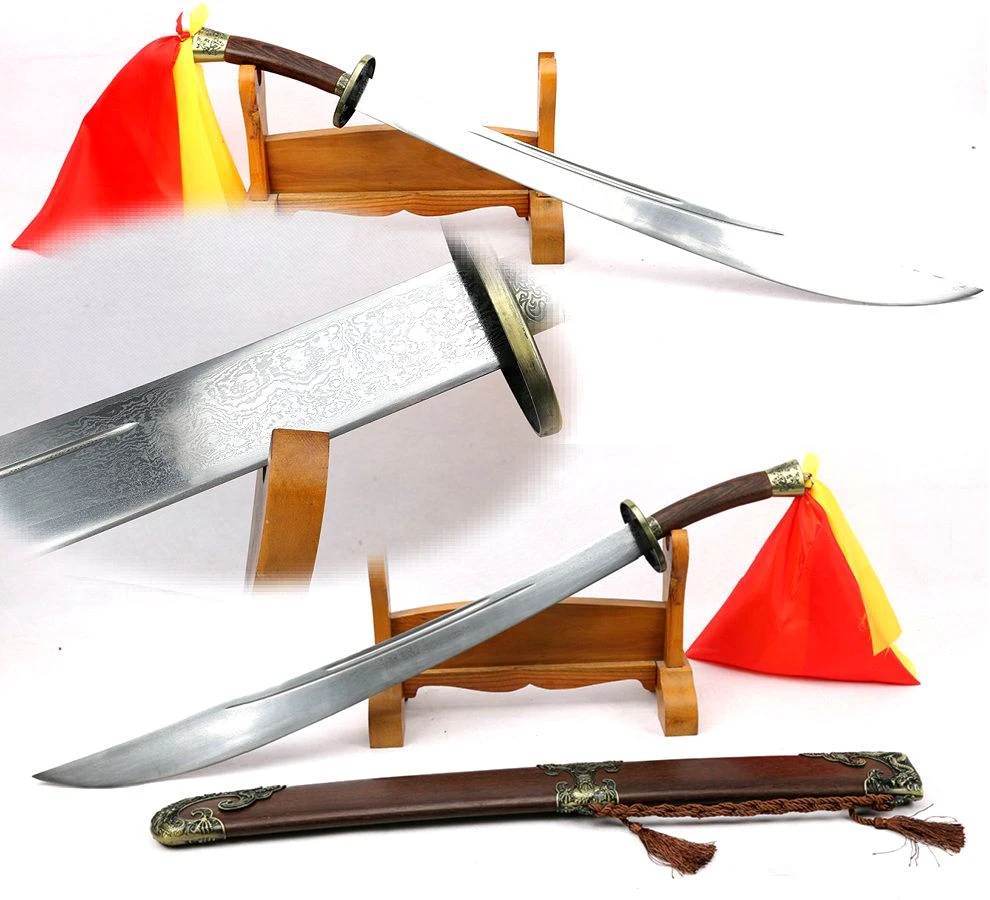 トップqualltyダマスカス鋼広いブレード中国武術カンフー広い剣太極拳剣カンフーbroadswords Broadsword Aliexpress