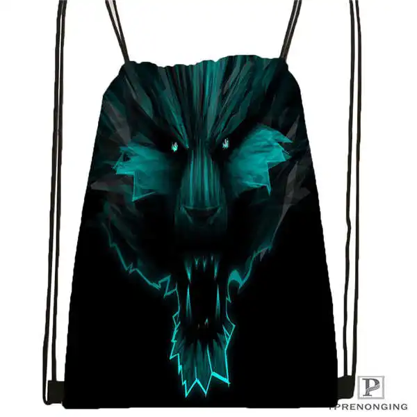Drawstring Backpack Custom wolf moon by kyghost походная сумка на шнурке милый рюкзак для детей(черная спинка) 31x40 см#180611-03-107 - Цвет: Drawstring Backpack
