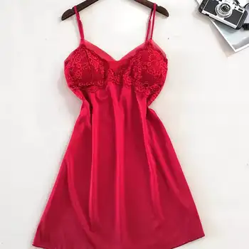 

2019 summer clothes sexy satin lace pijamas women night dress for sleepwear