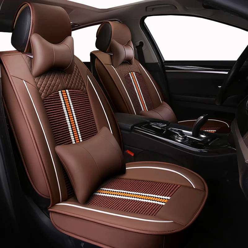 

(Front+Rear)Universal leather ice silk auto car seat cover for Subaru forester Legacy Outback Tribeca XV 2017 2016 2015 2014