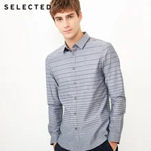 Отборная Весна Лето Новая мужская облегающая полосатая рубашка с длинными рукавами | 418105539