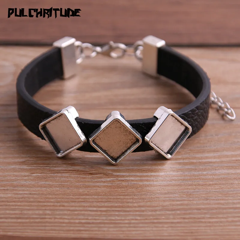 1pcs PU Bracelets Bangles Base Setting Cuff Blank Trays Brazel Fit 10mm*3 Glass Cameo Dome Cabochon DIY Jewelry Findings P6730 | Украшения