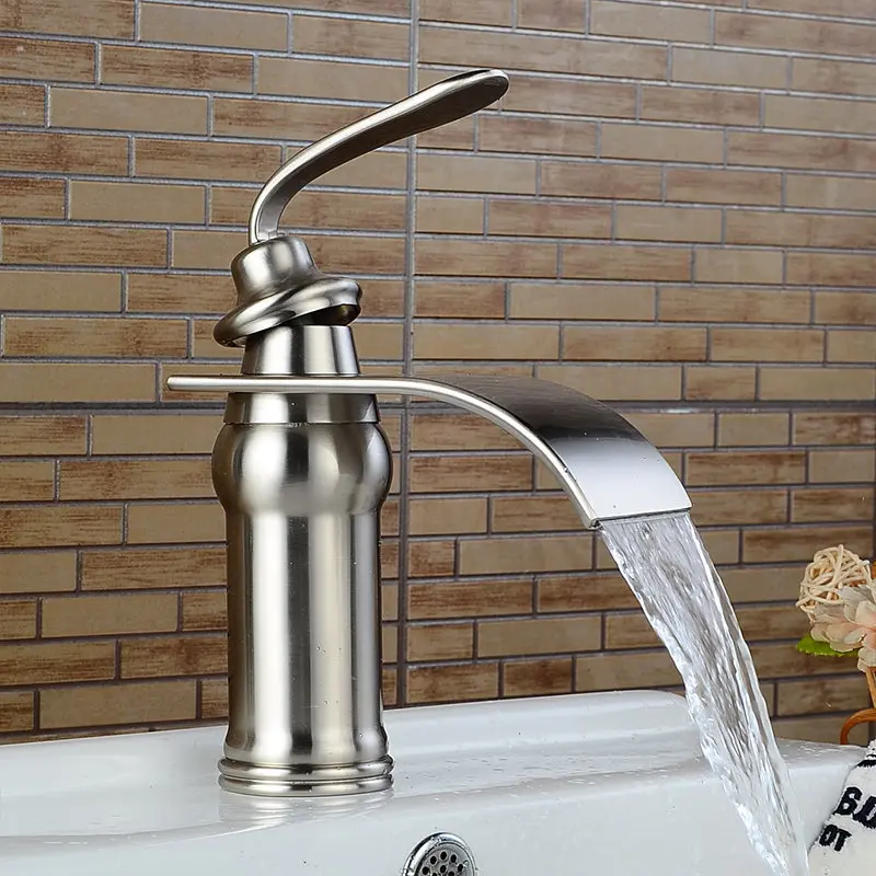 Preise Becken Wasserhahn Aus Massivem Messing Öl Eingerieben Bronze Wasserfall Waschbecken Wasserhahn Großen Platz Auslauf Mischbatterie Torneira Banheiro WF 9273